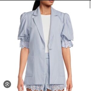 Gianni Bini Light Blue Puff Sleeve Eyelet Set